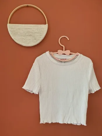 T-shirt blanc côtelé Jennyfer – Taille XXS