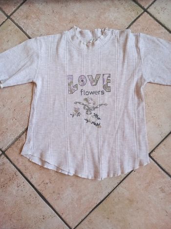 🎀Tee-shirt coton à côte 8ans Love Flowers
