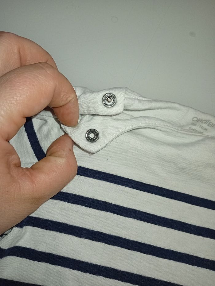 Haut marinière obaibi 12mois blanc et bleu - photo numéro 7