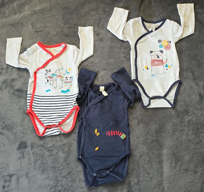 Lot de 3 bodies croisés manches longues 3 mois - photo numéro 2
