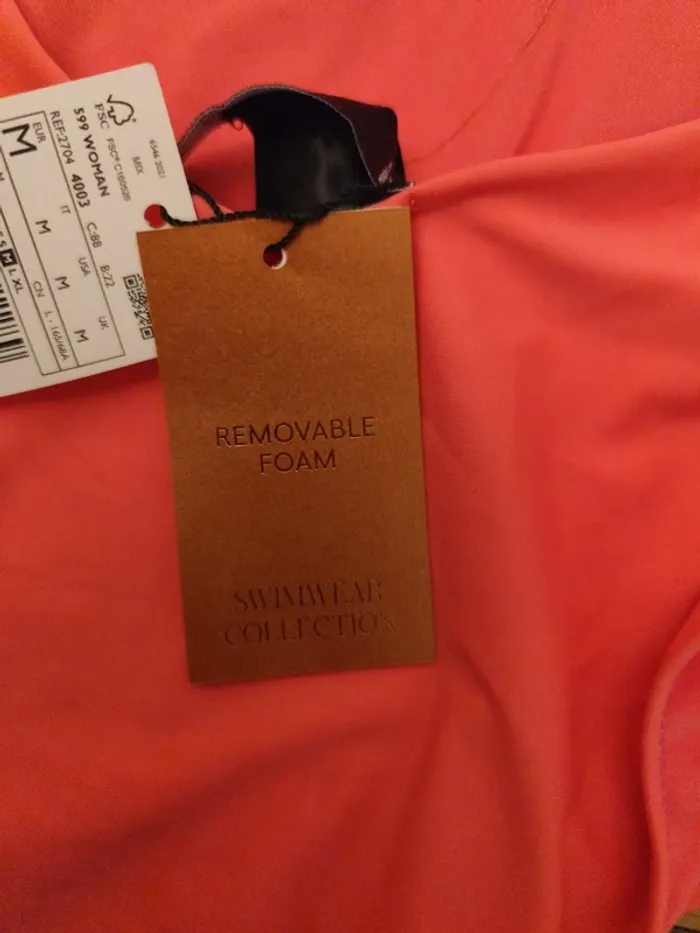 Maillot de bain 1 piece Mango M rose fluo neuf - photo numéro 3