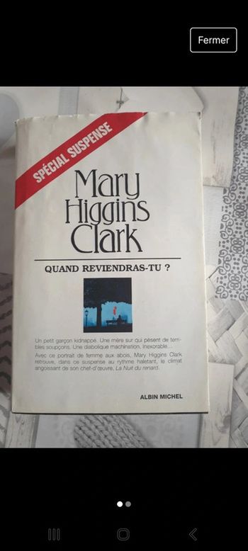 Magnifique livre mary Higgins Clark broché