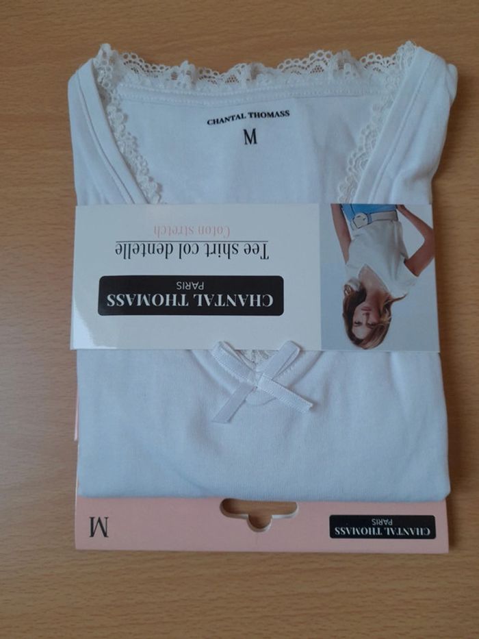 T-shirt col dentelle en coton - photo numéro 3