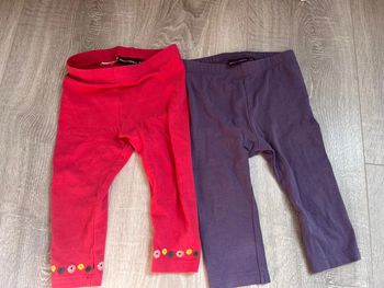 Lots 2 legging rose et violet 9 et 12 mois