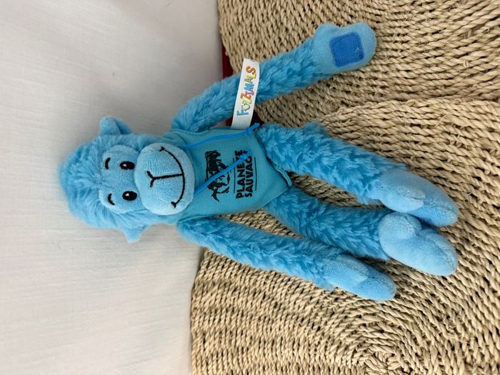 Doudou singe bleu pull capuche planète sauvage fuzzimals - photo numéro 1