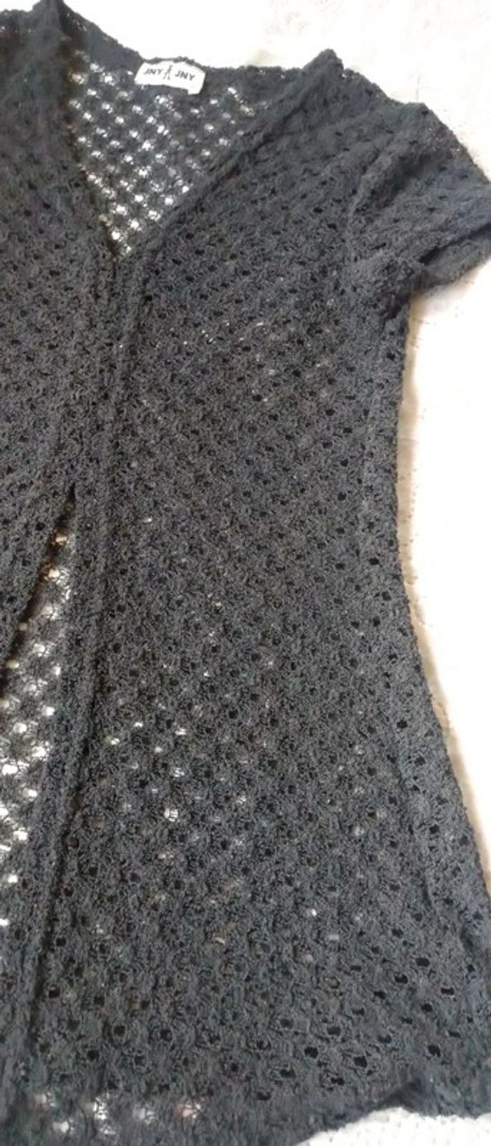 Haut noir ajouré en crochet vintage femme jennyfer 36 - photo numéro 7