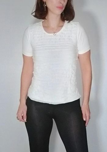 Haut blanc gaufré chic Damart taille 34/36