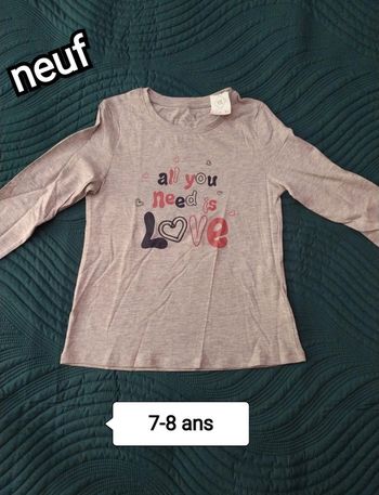 T-shirt gris tex 7-8 ans neuf