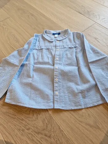 Chemisier Okaidi fille rayé bleu et blanc 6ans