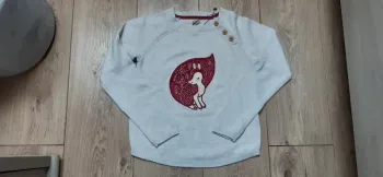 Pull sergent major beige chiné motif écureuil 8 ans neuf jamais porté