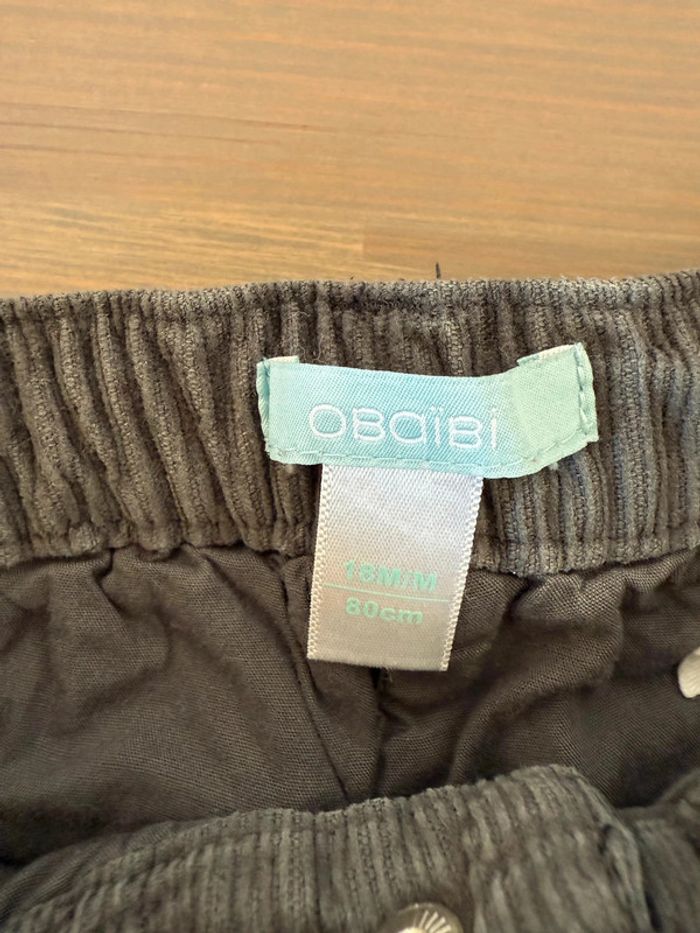 Pantalon Obaïbi en velours côtelé gris 18 mois - Comme neuf ! - photo numéro 3