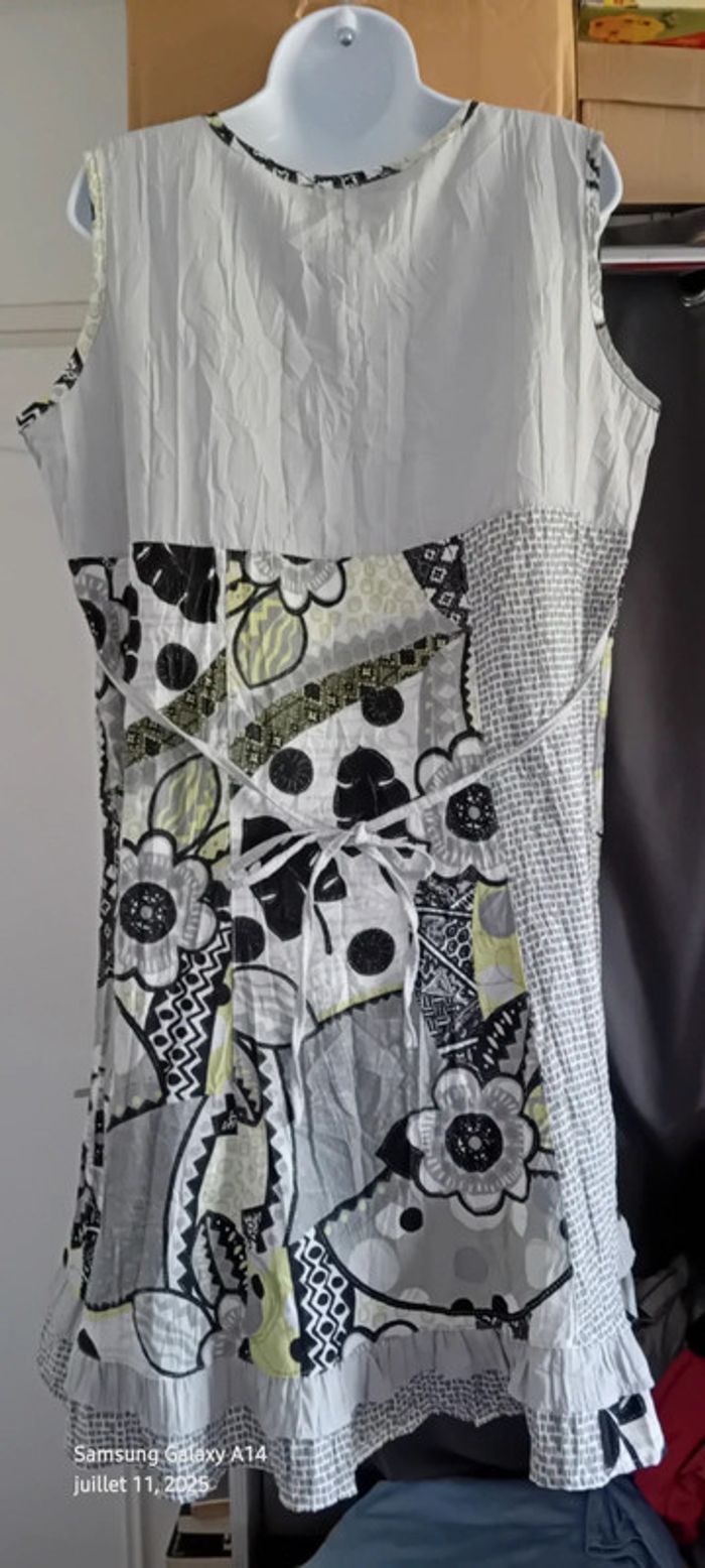 Robe tunique avec lien effet plissé motif floral gris femme 46/48 vetistyle - photo numéro 10