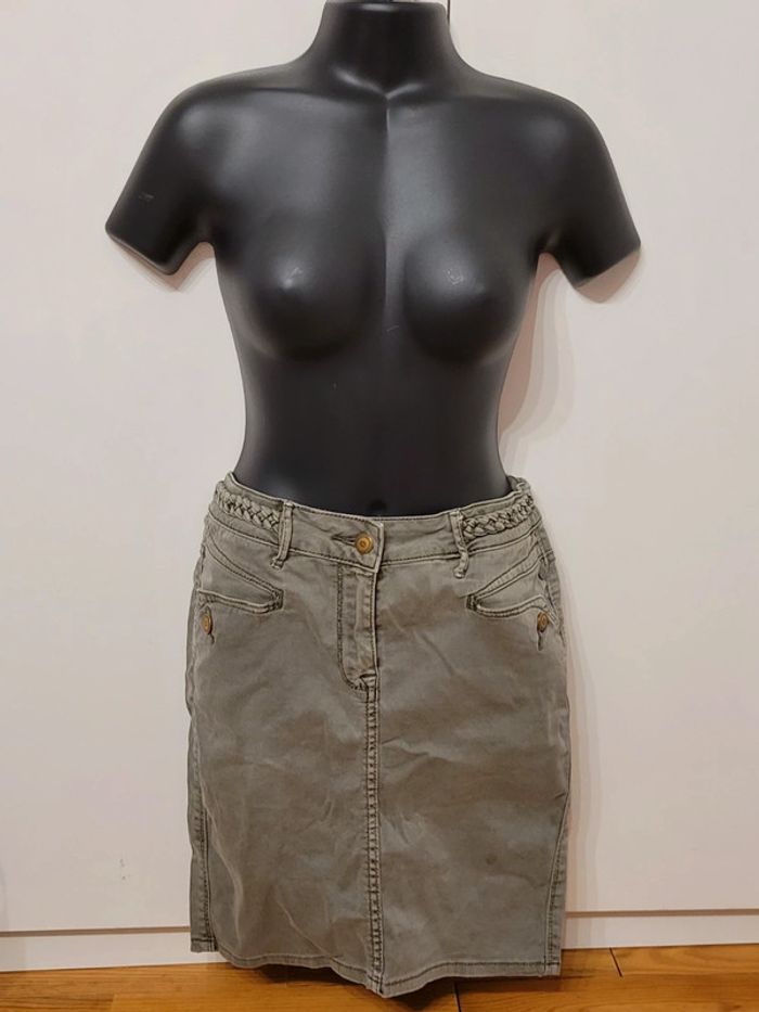 Jupe en jeans grise taille 36 en 98% Coton marque Bonobo Jeans tressée