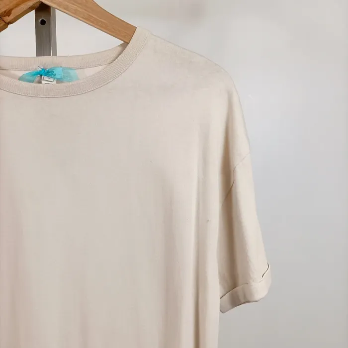 Robe longue beige River Island coupe droite t-shirt 100 % coton T34 neuve avec étiquette A1247 - photo numéro 3