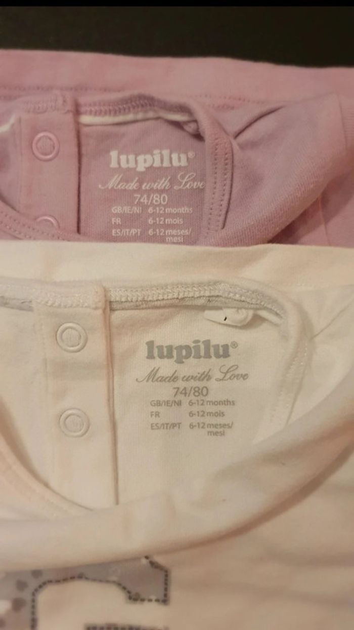 Lot de 2 tee-shirts manches longues 74-80 cm - photo numéro 4