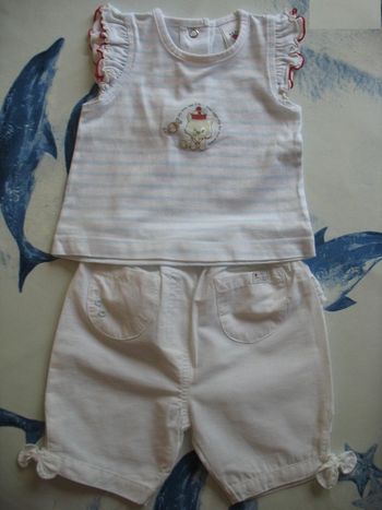 ENSEMBLE 2 PCS BÉBÉ FILLE : PANTACOURT + TEE SHIRT SM"BABY CLUB BY C&A" - 6 MOIS - n°08
