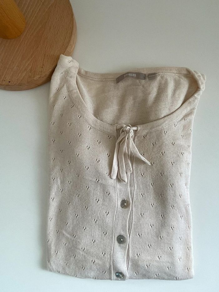 Blouse gilet moulant beige - photo numéro 8