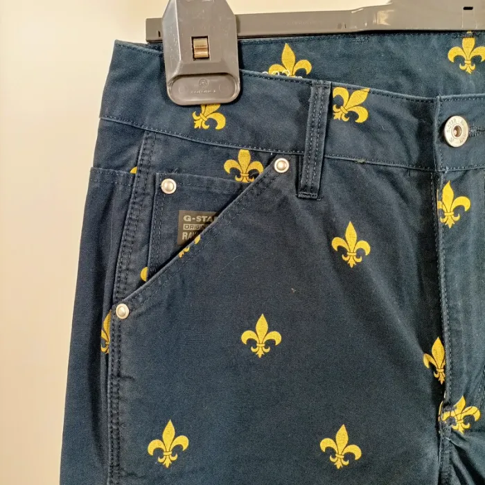 Pantalon Jean Fleur de lys dorées - coupe MID Boyfriend Gstar - taille 24L32 - 100% coton A386 - photo numéro 4