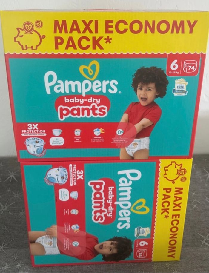 2 cartons de couches Pampers taille 6