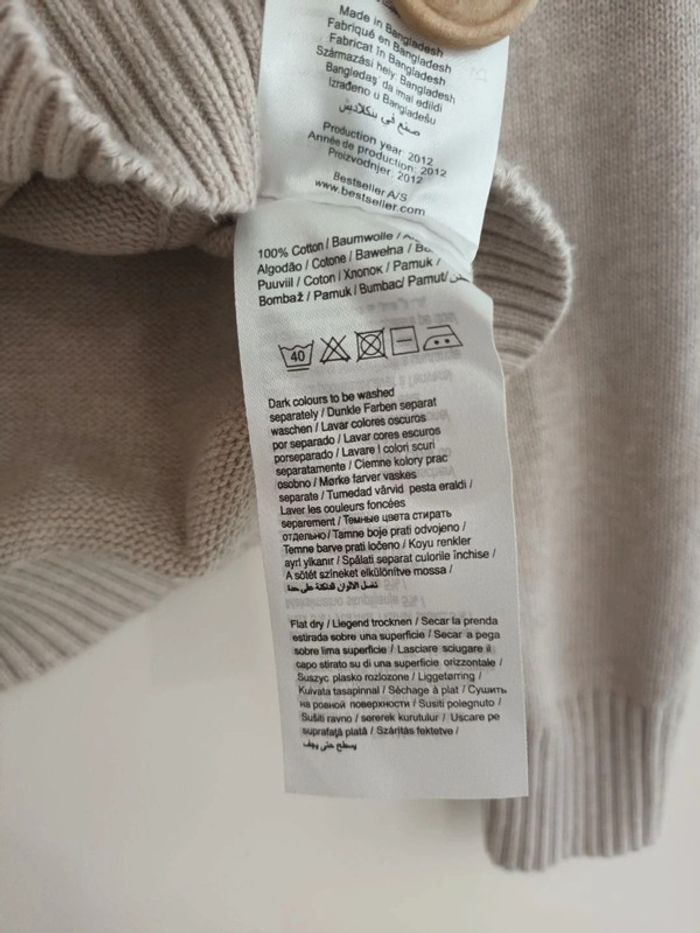 Joli gilet cardigan en maille Selected Homme taille L beige - photo numéro 8