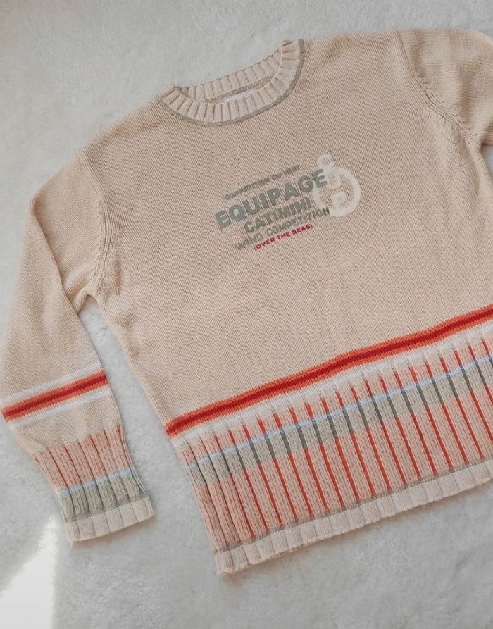 Magnifique pull Catimini beige orange 10 ans