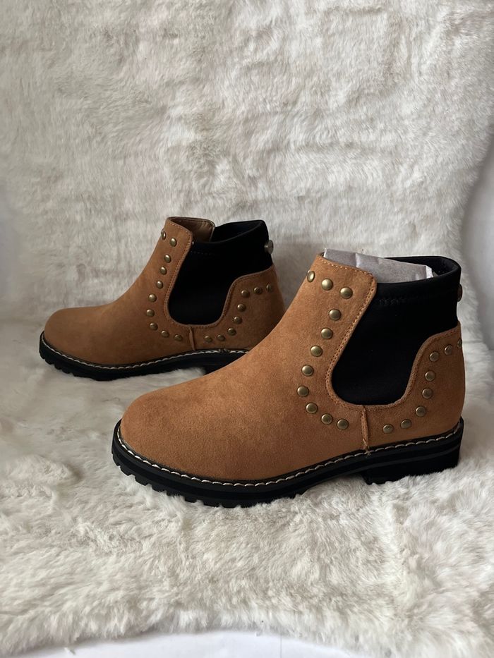 Bottines Camel / marrons / noires Seven pointure 36 - photo numéro 3