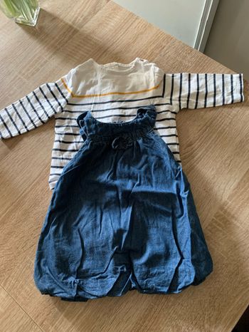 Robe Tissaia + t shirt marin Kiabi taille 6 mois