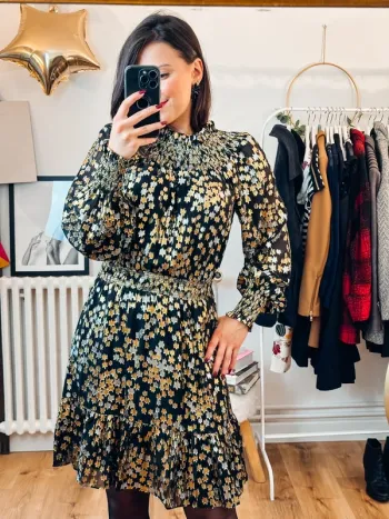 Robe Michael Kors dorée, argentée et noire taille 36