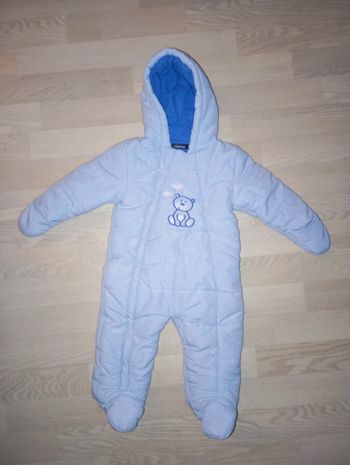 Combinaison bien chaude bleu ciel coton et polaire In Extenso 
T. 74 cm (1 an)