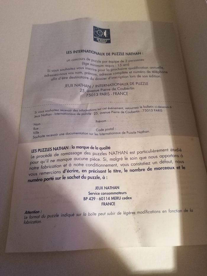 Puzzle complet Nautilus Nathan 1500 pieces - photo numéro 2