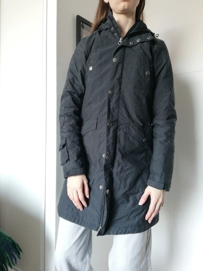 Long manteau veste Adidas vintage y2k gris capuche taille 36 femme - photo numéro 2