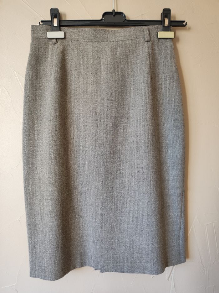 Jupe en laine vierge Bianca beige taille 36 - photo numéro 1