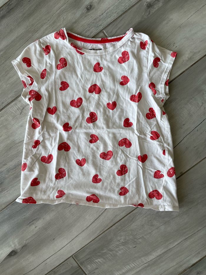 Tee-Shirt T 10 ans Vert Baudet blanc avec cœurs rouges - photo numéro 2