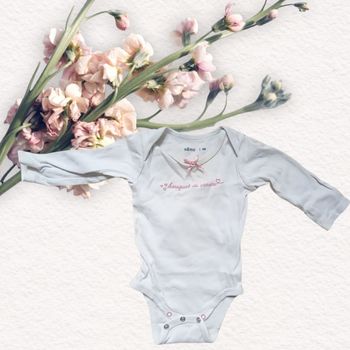 Superbe body bébé fille manches longues blanc, taille 9 mois