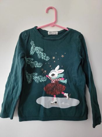 H&M - pull coton vert 5-6 ans