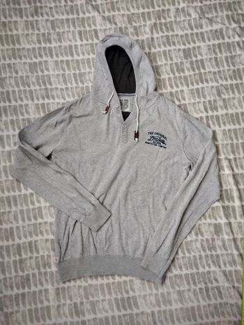 Pull fin gris à capuche Deeluxe taille L 40
