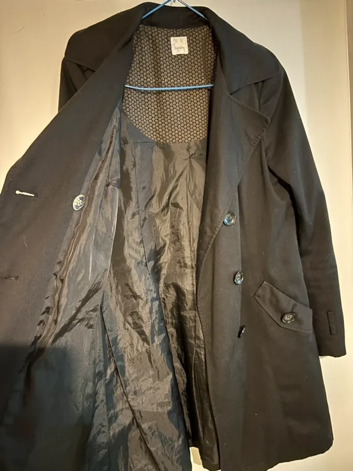 Jolie Trench noir Camaïeu taille S-36 en très bon état - photo numéro 5