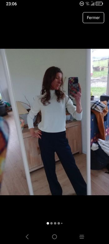 Haut femme M blanc crème col montant c79