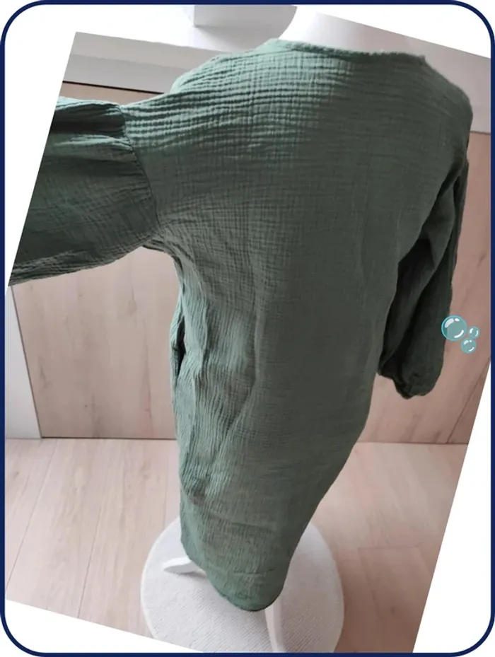 Robe verte / gaz de coton / S - photo numéro 6