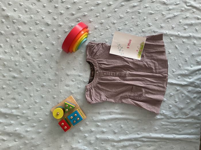 robe manches courtes en velours violet gris 9 mois bout'chou - photo numéro 1