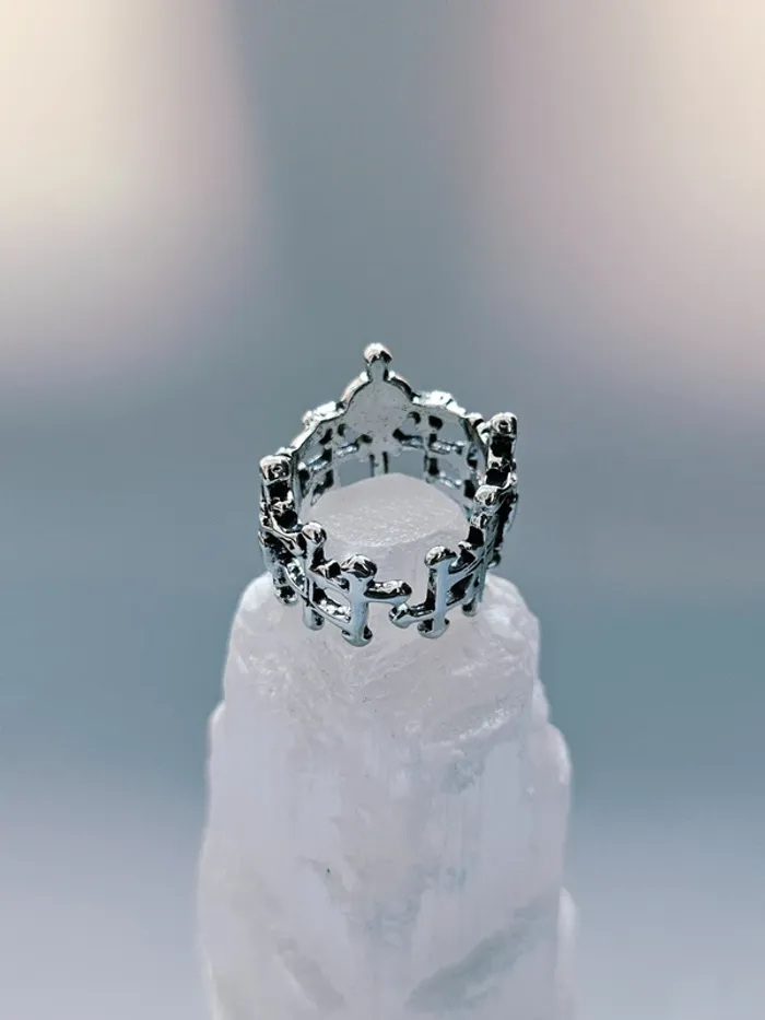 Bague acier inoxydable ajourée motifs croix - photo numéro 3