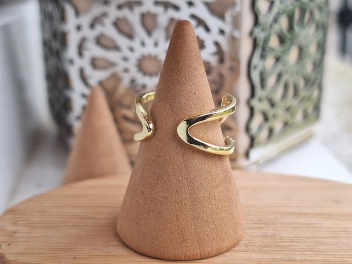 Bague Ongle avec strass en acier inoxydable Dorée  ajustable - photo numéro 3