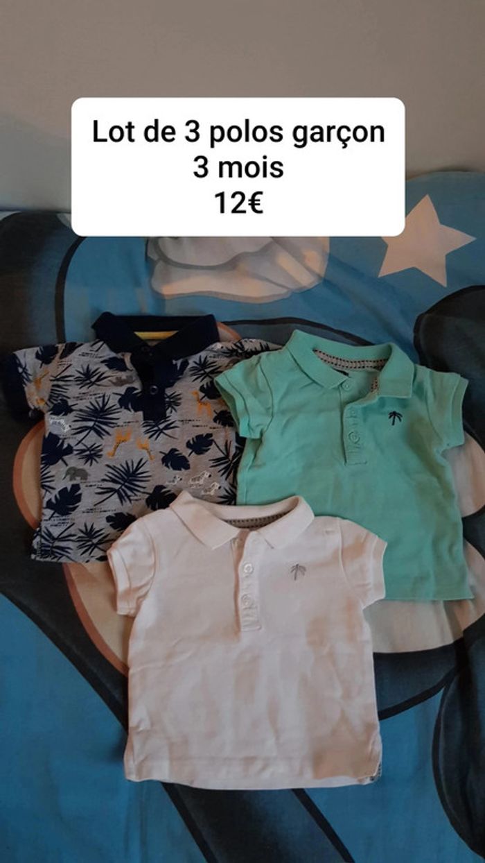 Lot de 3 polos garçon taille 3 mois