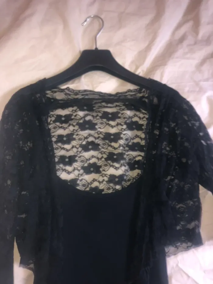 robe noir dentelle avec gilet intégré fête - photo numéro 4