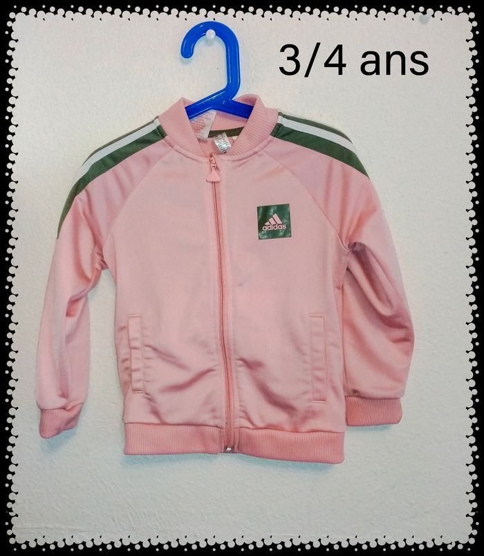3/4 ans Adidas veste zippé rose et gris toutes saisons /Excellent état - photo numéro 10
