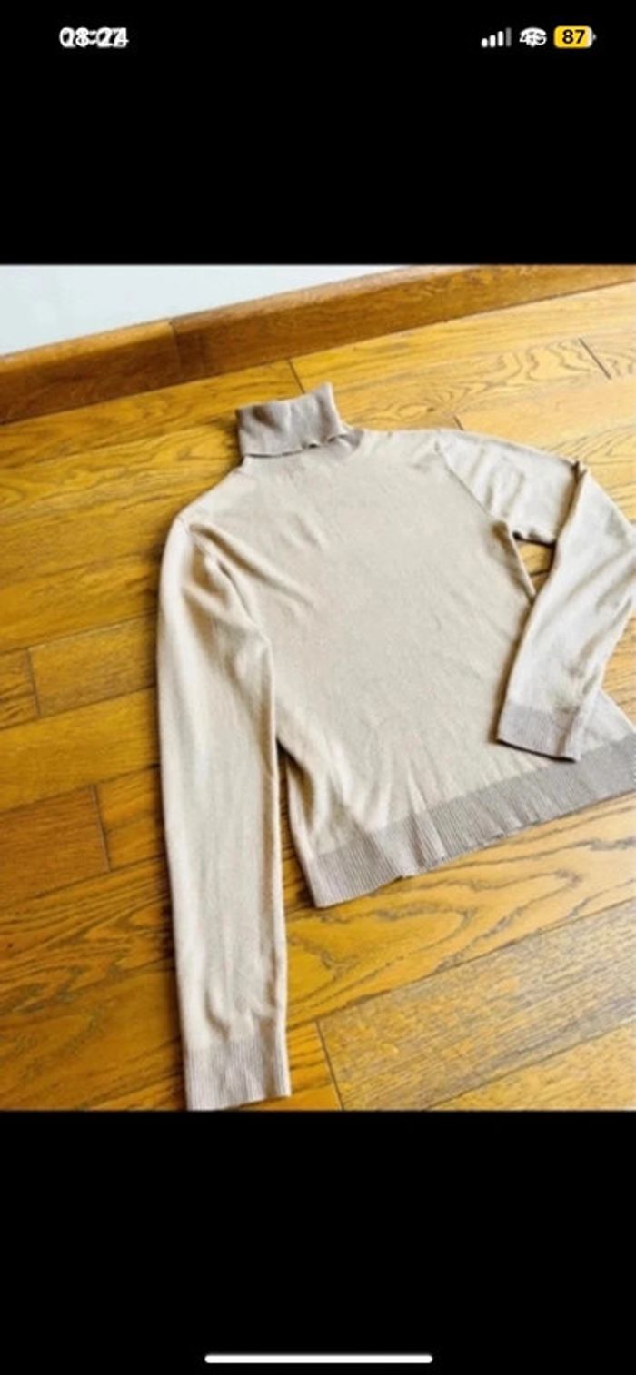Pull col roulé Zara beige taille S - photo numéro 3