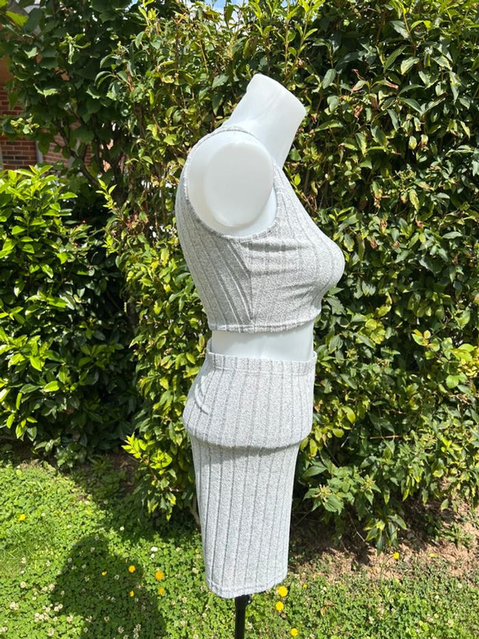 🩶Ensemble gris côtelé Shein pour femme - photo numéro 3