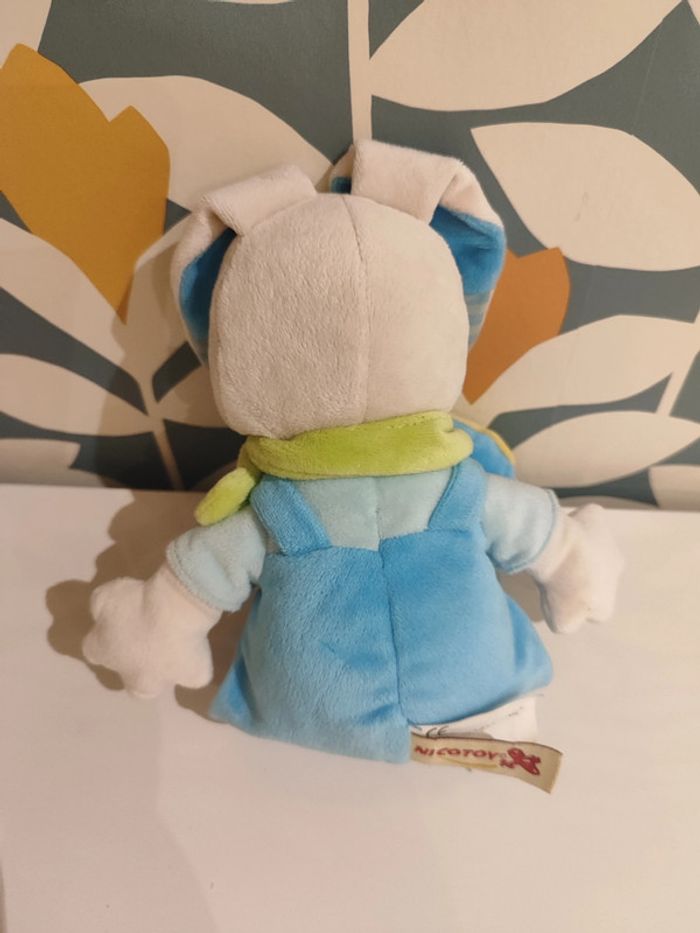 Doudou lapin salopette bleue jardin carotte nicotoy - photo numéro 3