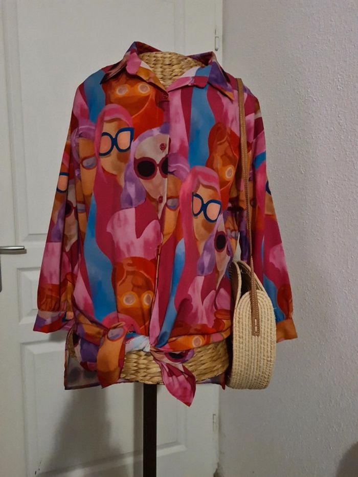 Chemise longue fluide vintage imprimée