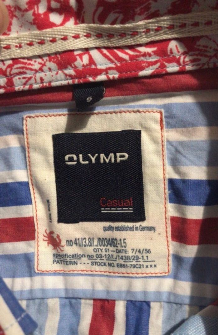 🩳 Chemise homme OLYMP Casual – rayures bleu, blanc et rouge – taille S - photo numéro 5